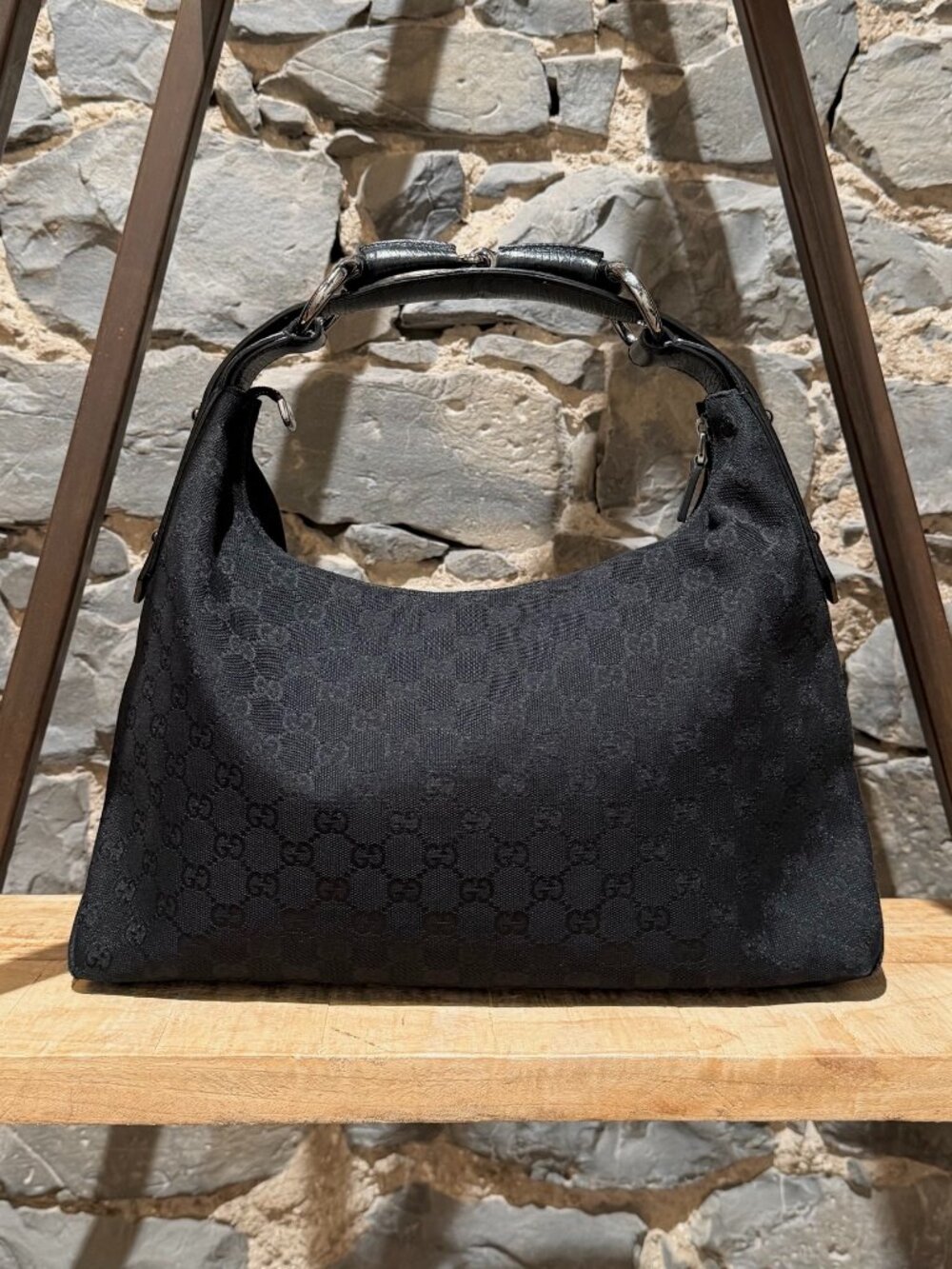Gucci GG Canvas Horsebit Canvas Horsebit Hobo Bag